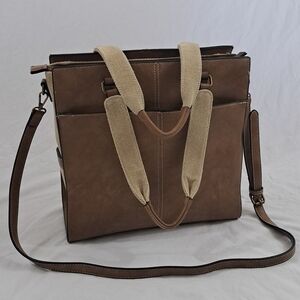 Simply Noelle Camel Brown Vegan Leather and Canvas